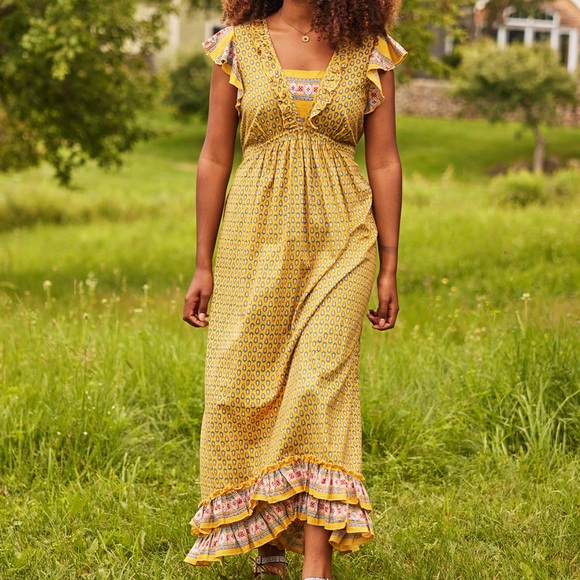 April Cornell Dresses & Skirts - EUC April Cornell Alouette Hostess Dress Yellow Size Medium